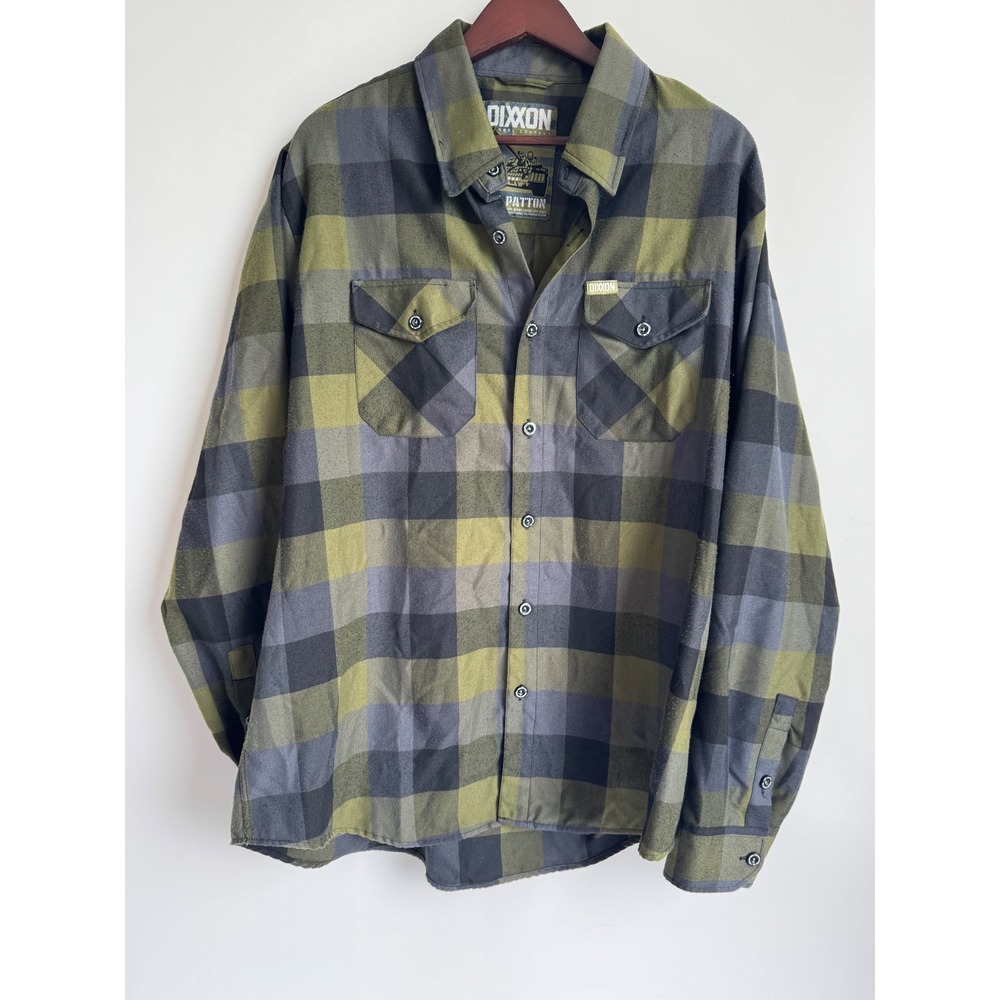 Dixxon Flannel Co The Patton Olive Green Grey Buffalo Plaid Biker Workwear XL